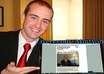 take a picture of me holding your message, website, company logo, or image on my laptop computer small2