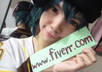 write a sign saying anything you want wearing cosplay wig or with costume small2