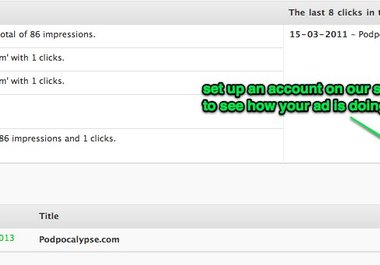 run your ad for 60 CLICKS on our front page or 5000 impressions big3