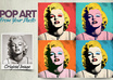 create a PopArt image in the likes of Andy Warhols Marilyn Monroe, tiled 4x