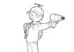 create a black and white full body cartoon