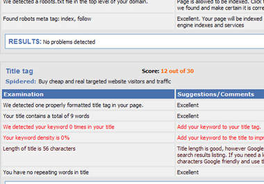 send you a SEO report with over 20 known elements that affect your rankings in the search engines big1