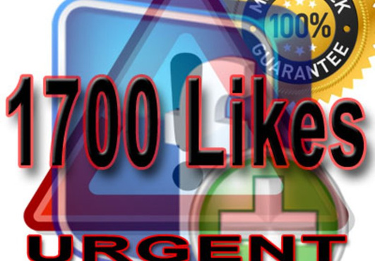 give you urgently 1700 FACEBOOK likes fans to any page in less then 36 hours big1