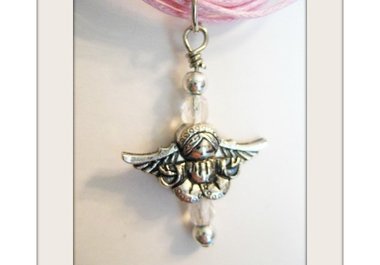 send you one angel pendant on colored cord and ribbon necklace big1