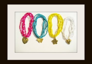 send you a stretch bracelet made of five strands of seed and bugle beads with a cute goldtone charm, US addresses only, big1