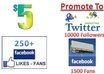 get you 250+ facebook likes+promote your website to 10000+ twitter followers and 1500+ facebook fans