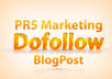give you a PR5 Marketing niche blogpost with 2 of your links