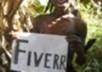 create a funny JUNGLE boy holding your message, bussiness, promotional txt small1