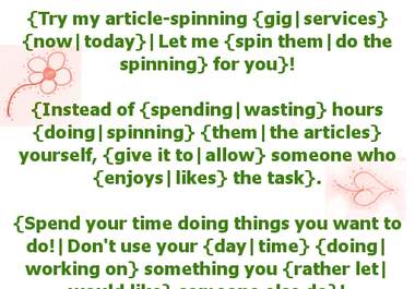 manually spin your article of up to 600 words with 2 versions of each sentence big1
