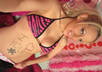 write anything on my stomach while wearing a bikini top