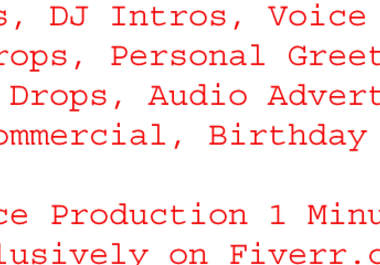 professionaly produce up to 60 sec  dj drops, dj intros, personal greeting, radio drops, dj liner, dj name drop, audio commercial big1