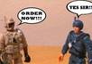 get toy soldiers to comically talk about your subject small1