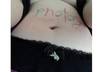 put words, message, avertisment, on my belly