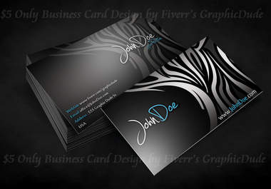 design a black business card with cool light zebra print big1