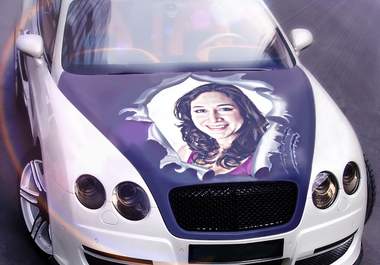 photoshop 2 of your pictures onto the hood of a white Bentley big1
