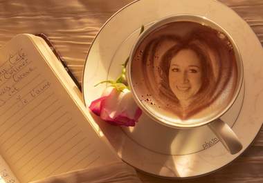 make 2 of your pictures look like Latte Art   Put your face in a cup of coffee big1
