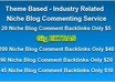 provide you theme based industry related high quality backlink service 20 niche related blog comments Under 50 OBL small1