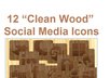 give you 12 "clean wood" Social Media Icons